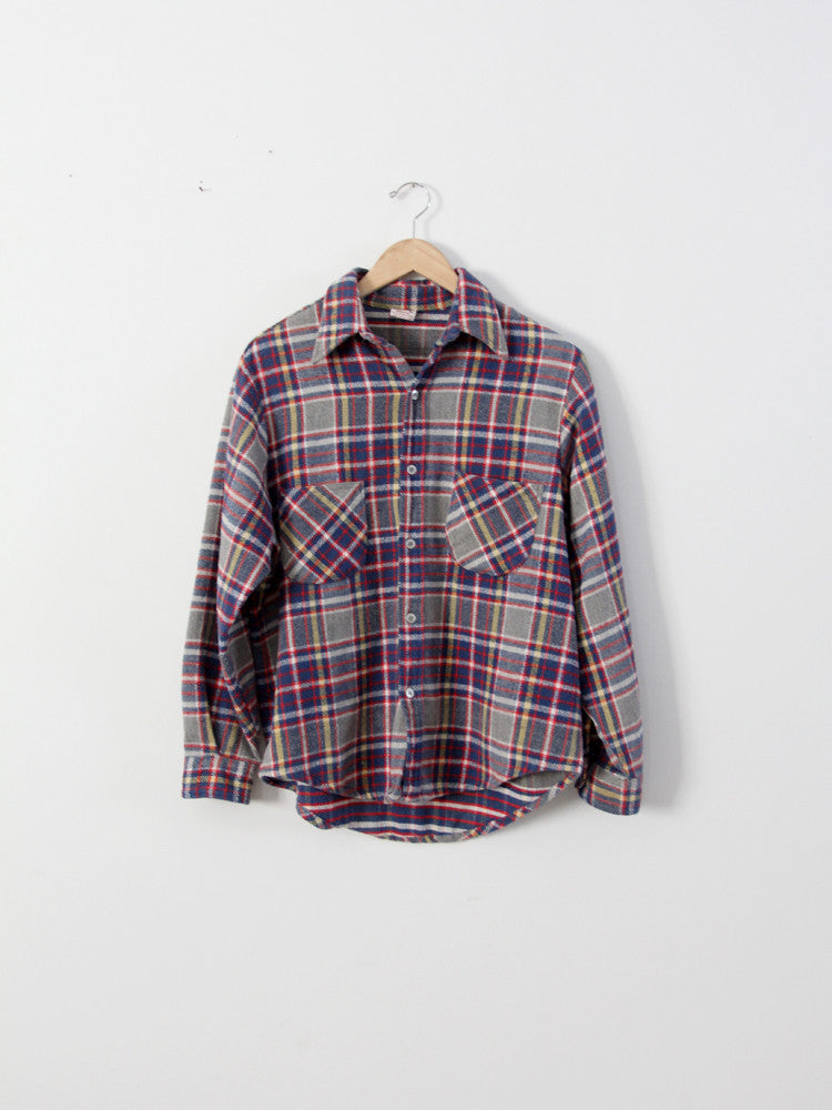 直売本物珍配色 70s OLD BIG MAC Plaid Flannel Shirt ビッグマック フランネル シャツ ネルシャツ シャドー オンブレ オープンカラー チェック Mサイズ