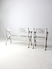 antique cast iron garden bench and chair