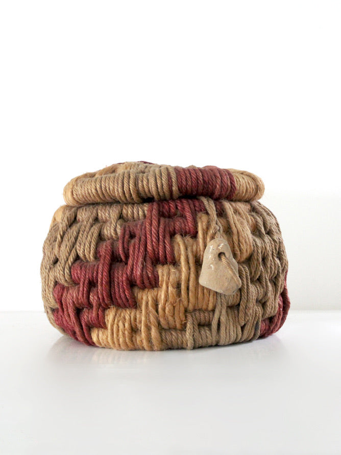 vintage coiled rope basket by Ruth Lescohier