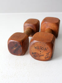 vintage wooden hand weights