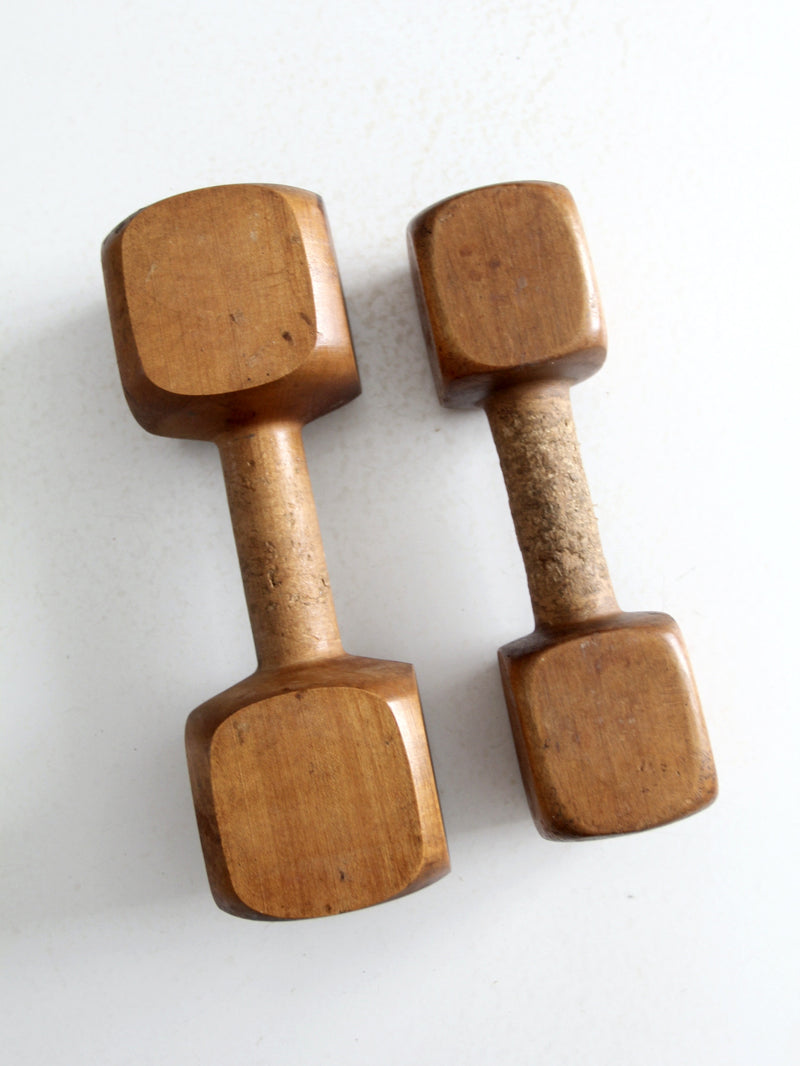 vintage wooden hand weights