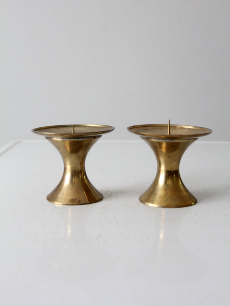 vintage brass candle pillar pair