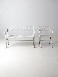 antique cast iron garden bench and chair