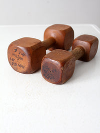 vintage wooden hand weights