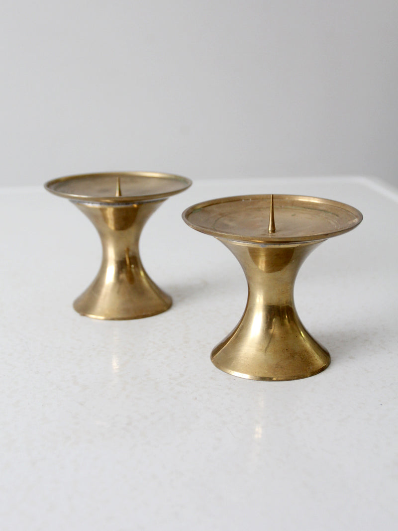 vintage brass candle pillar pair