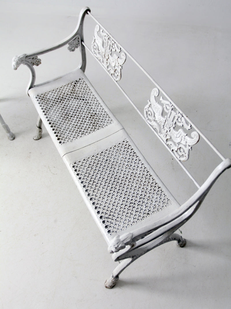 antique cast iron garden bench and chair