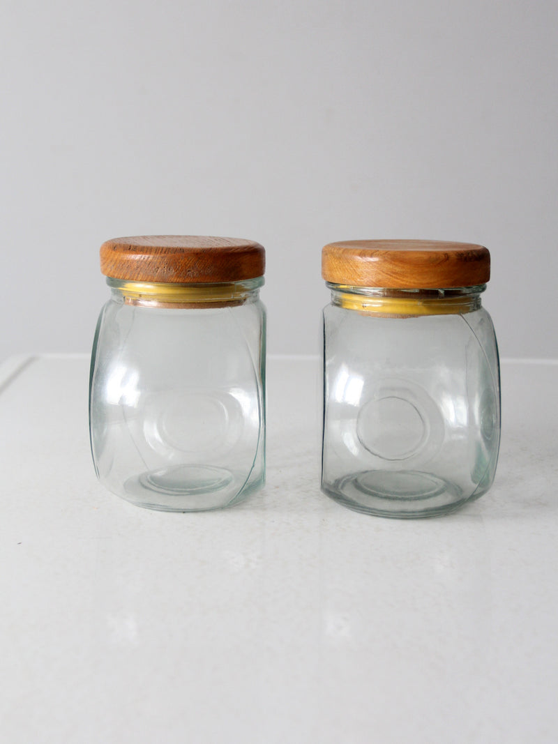 vintage glass candy jar pair