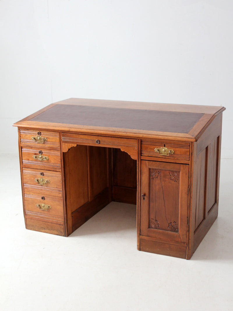 antique Victorian kneehole writing desk