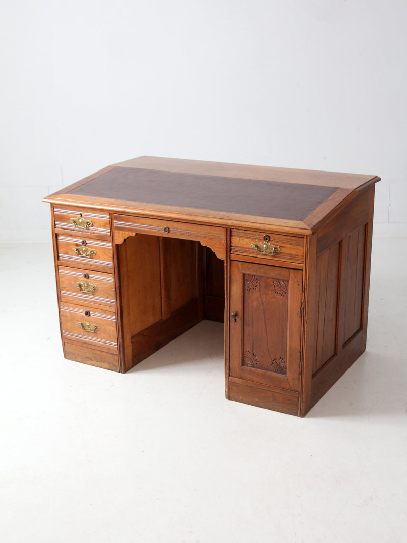 antique Victorian kneehole writing desk