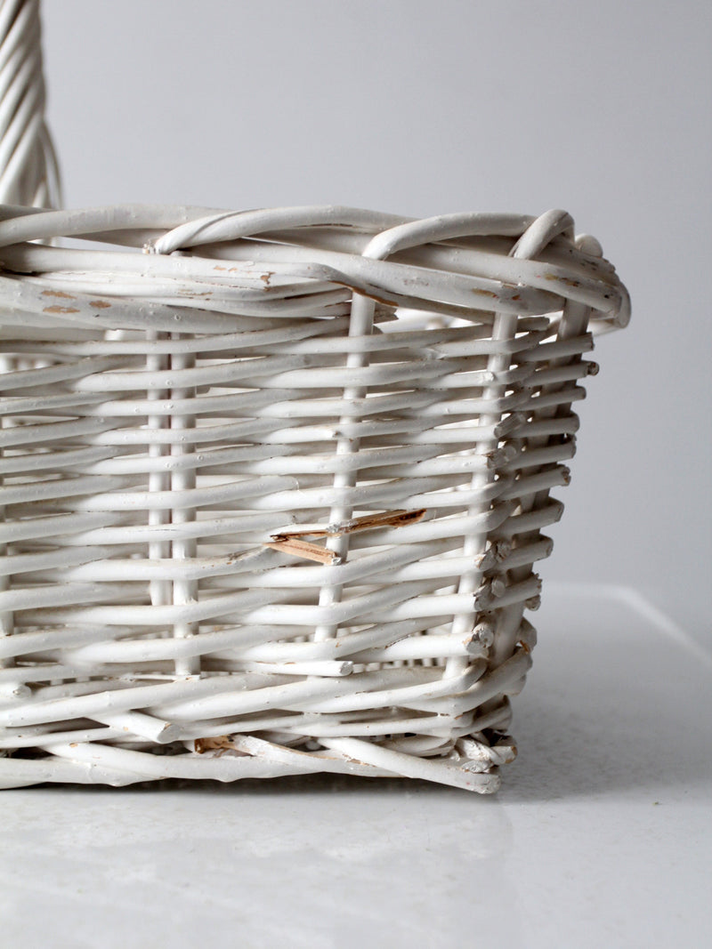 vintage white wicker basket