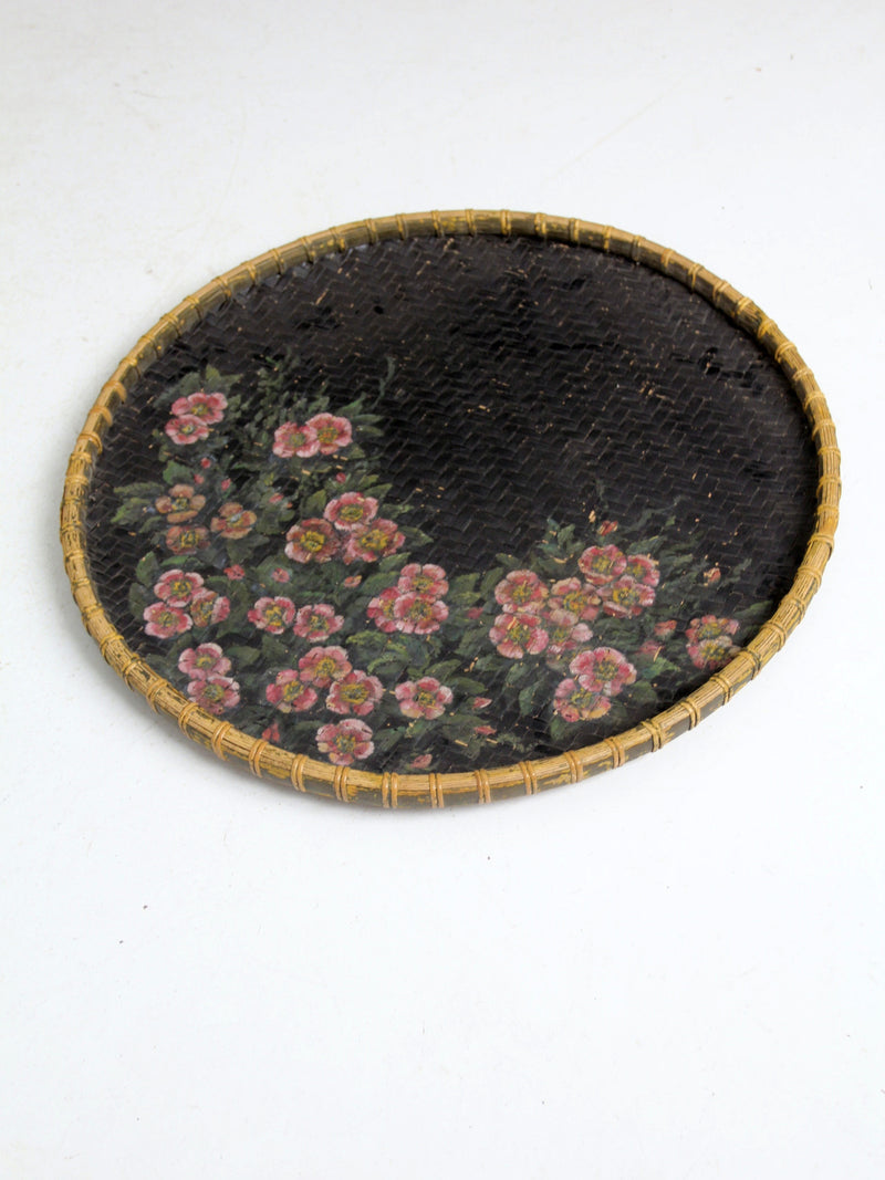 antique hand-painted winnowing basket