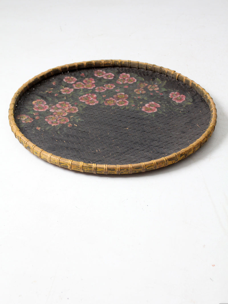 antique hand-painted winnowing basket