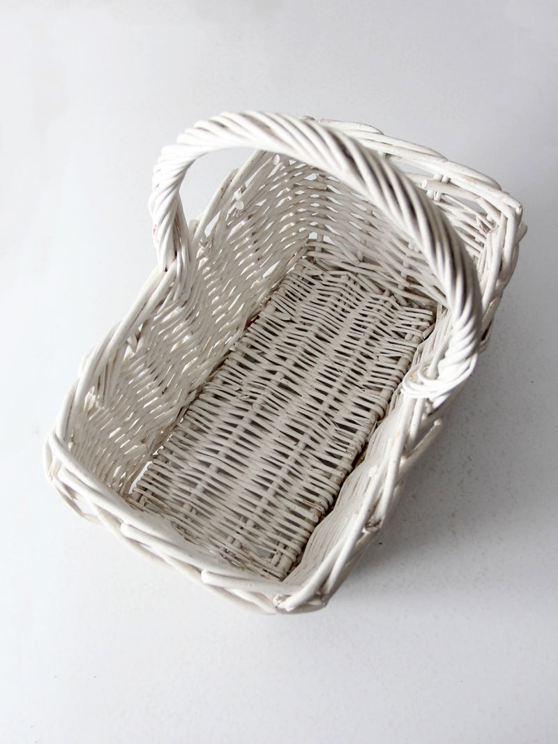 vintage white wicker basket