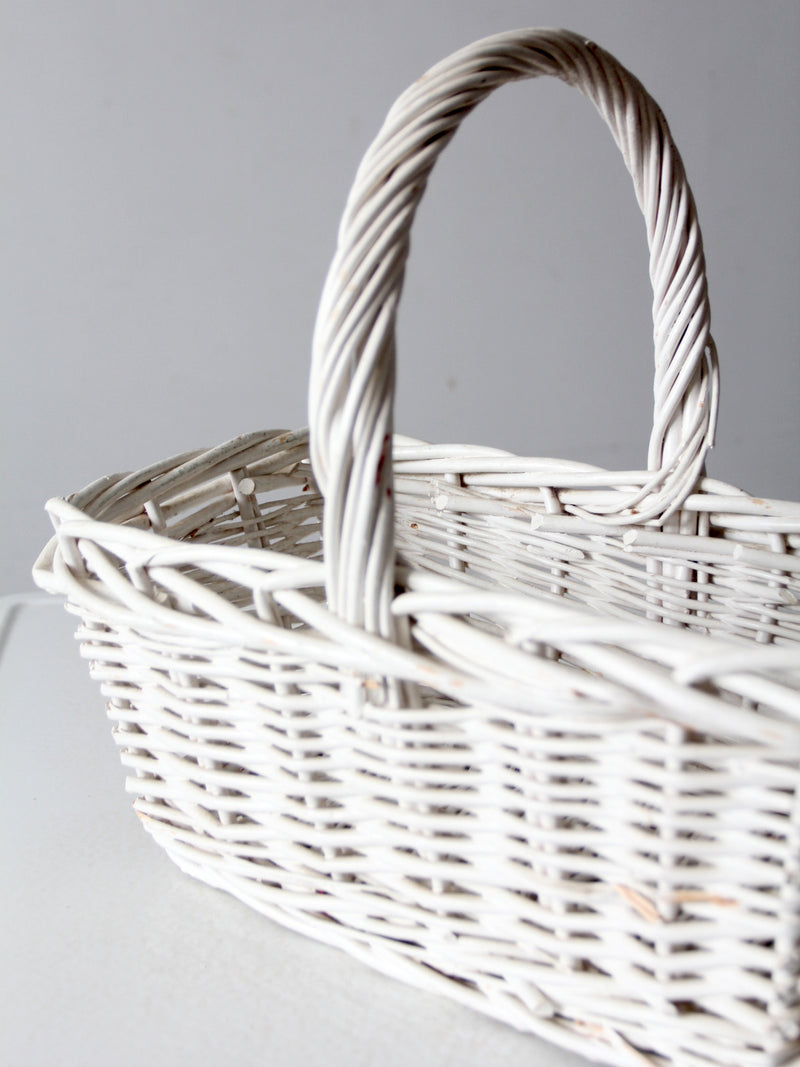 vintage white wicker basket