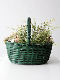 vintage green woven basket