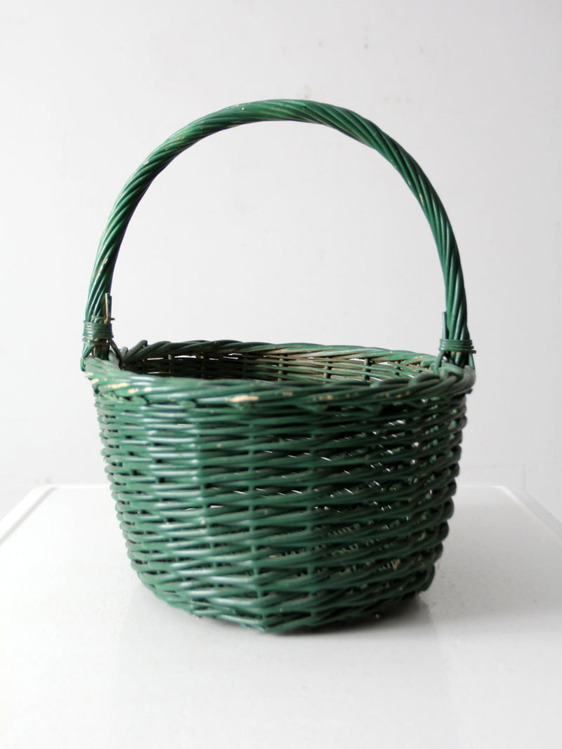 vintage green woven basket