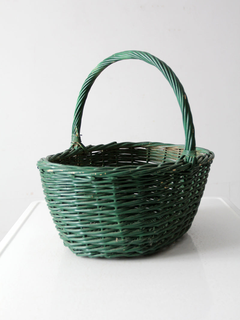 vintage green woven basket