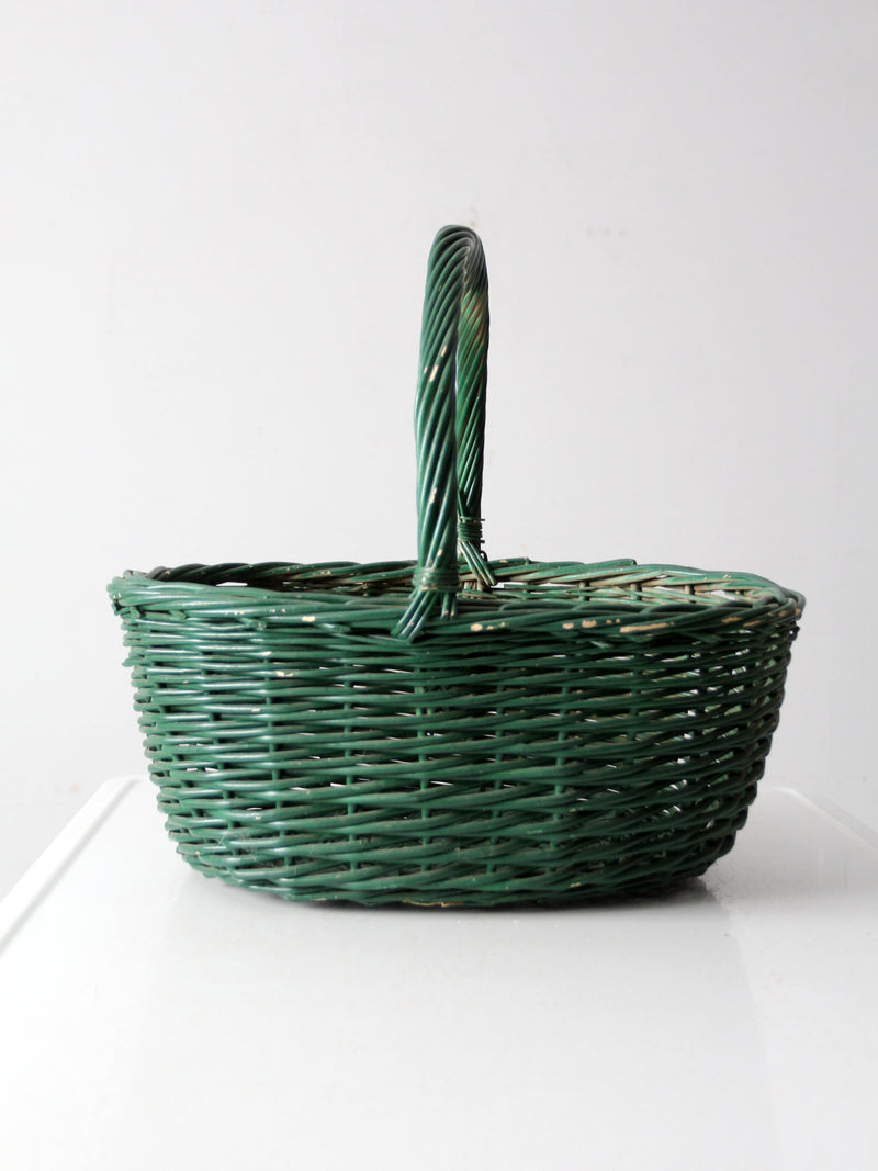 vintage green woven basket