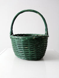 vintage green woven basket