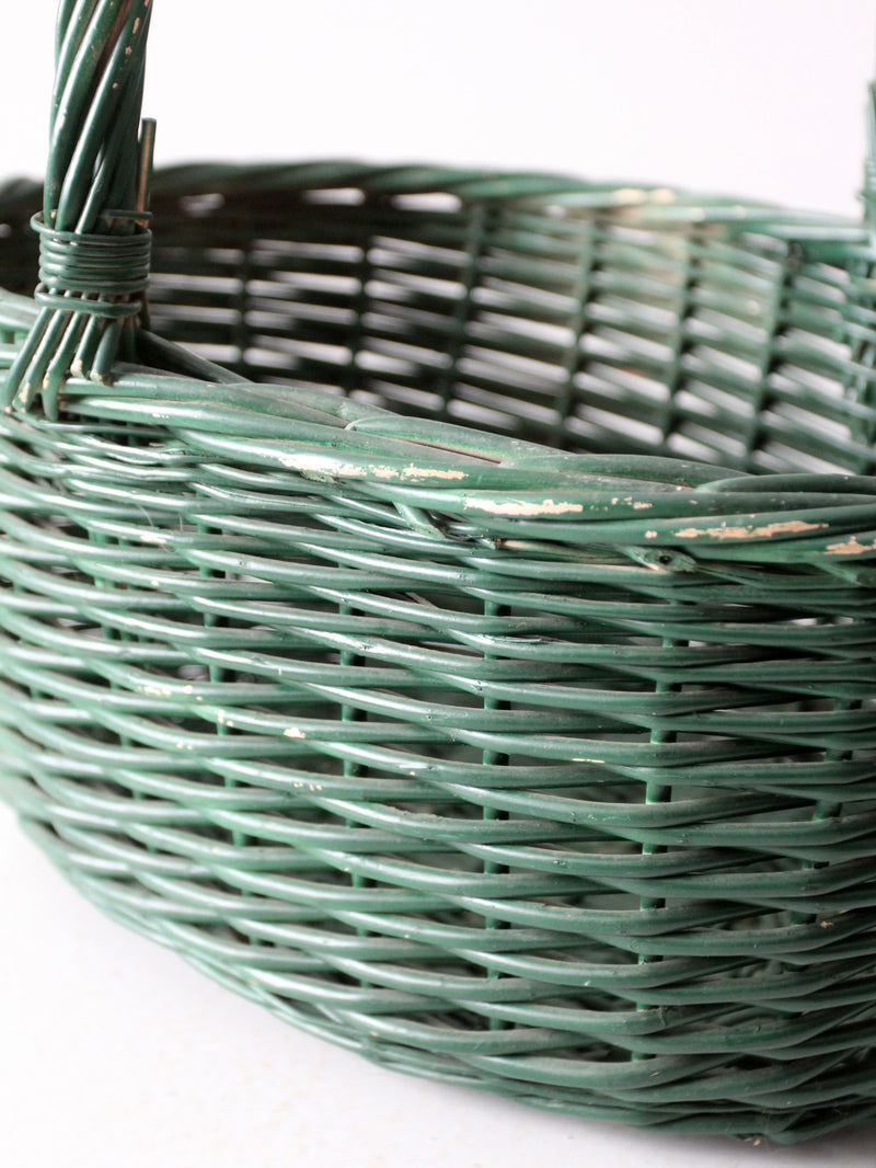 vintage green woven basket