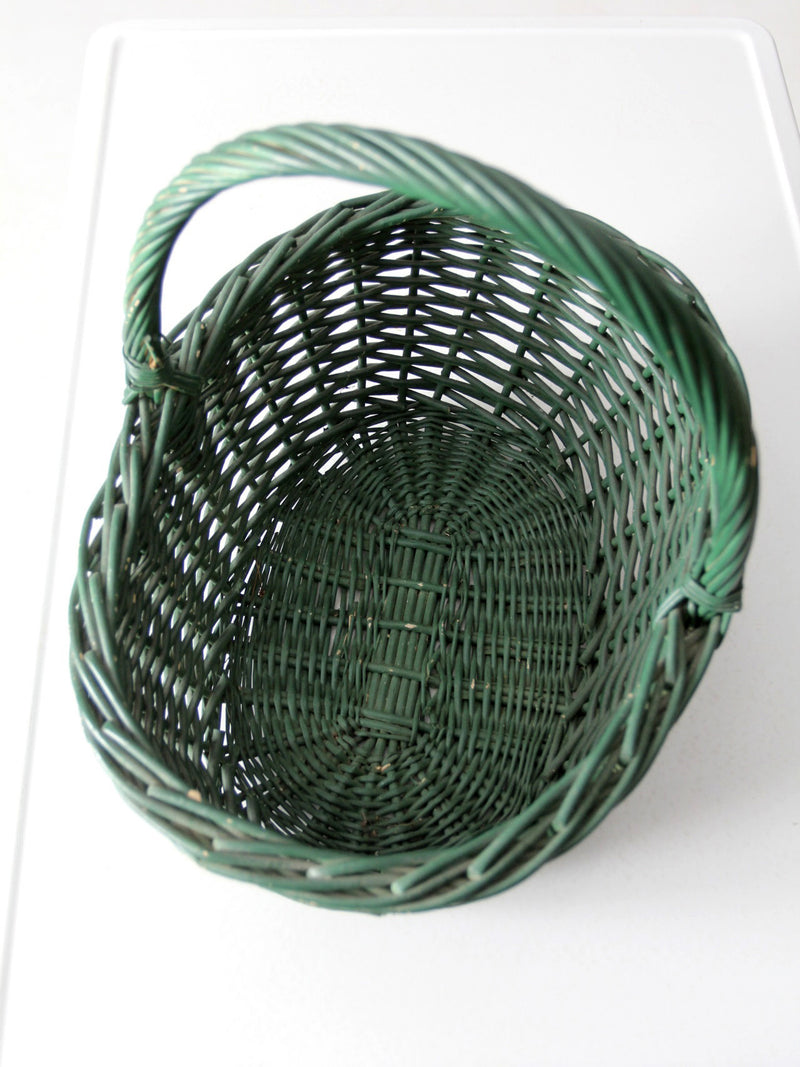 vintage green woven basket