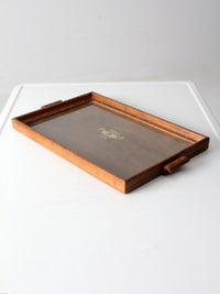 antique glass top wood tray