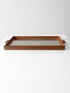 antique glass top wood tray