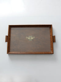 antique glass top wood tray