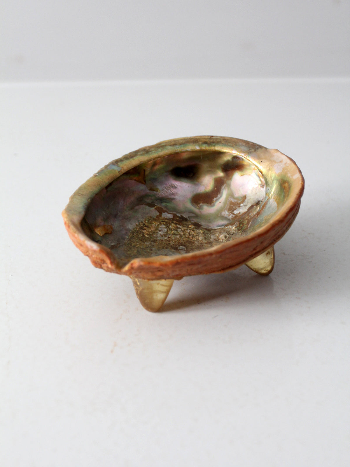 mid century abalone shell footed bowl