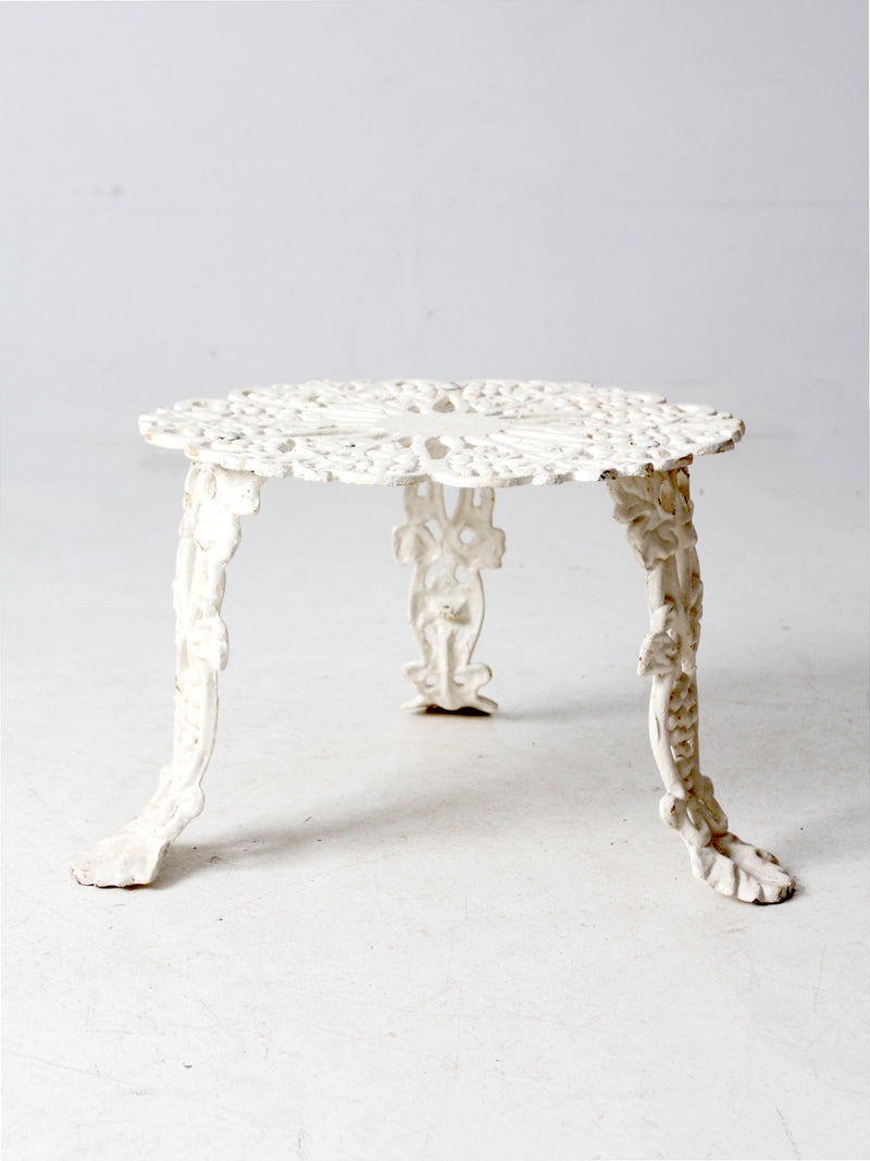 antique white cast iron garden side table