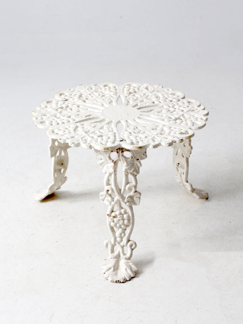 antique white cast iron garden side table