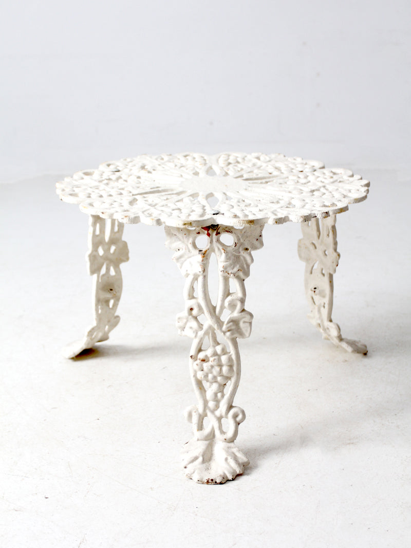 antique white cast iron garden side table