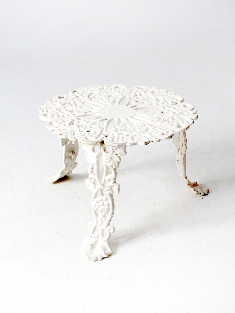 antique white cast iron garden side table