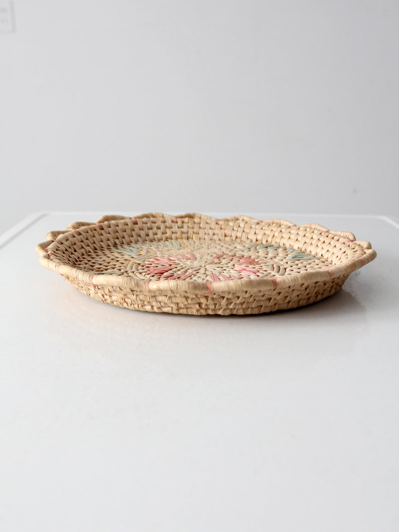 vintage woven basket tray