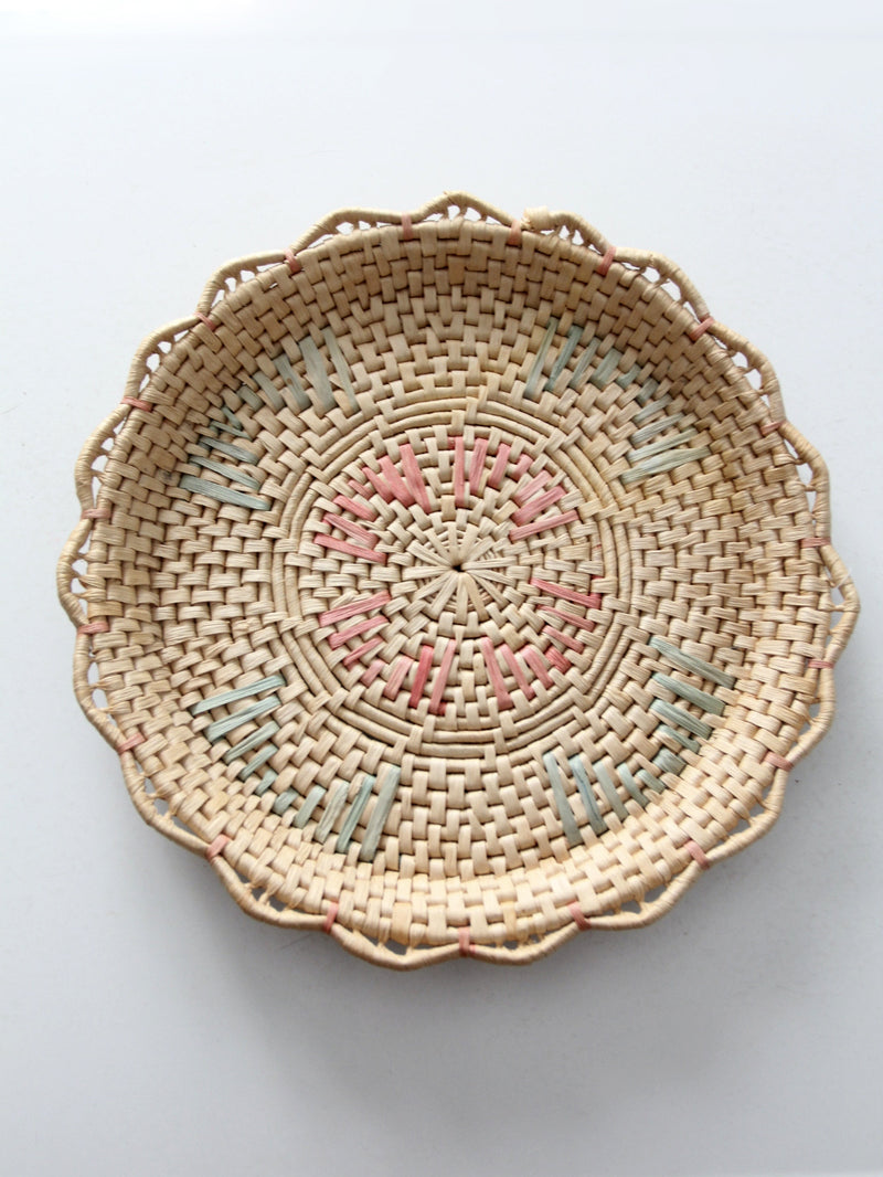 vintage woven basket tray