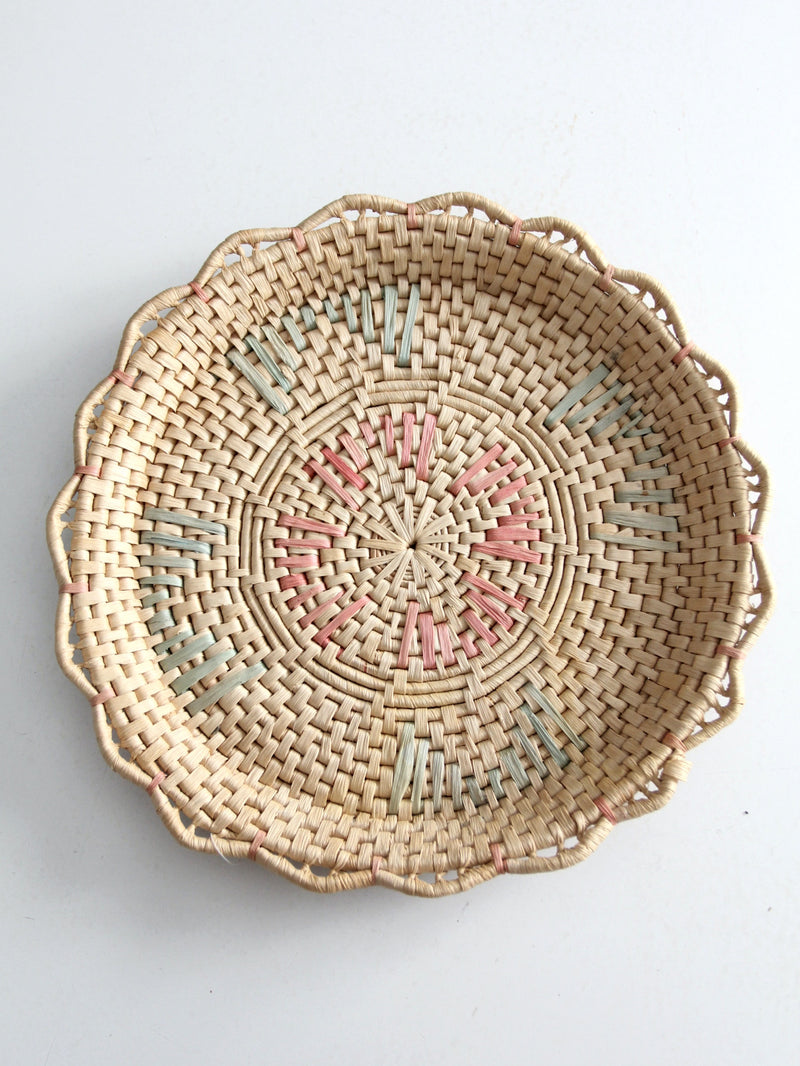 vintage woven basket tray