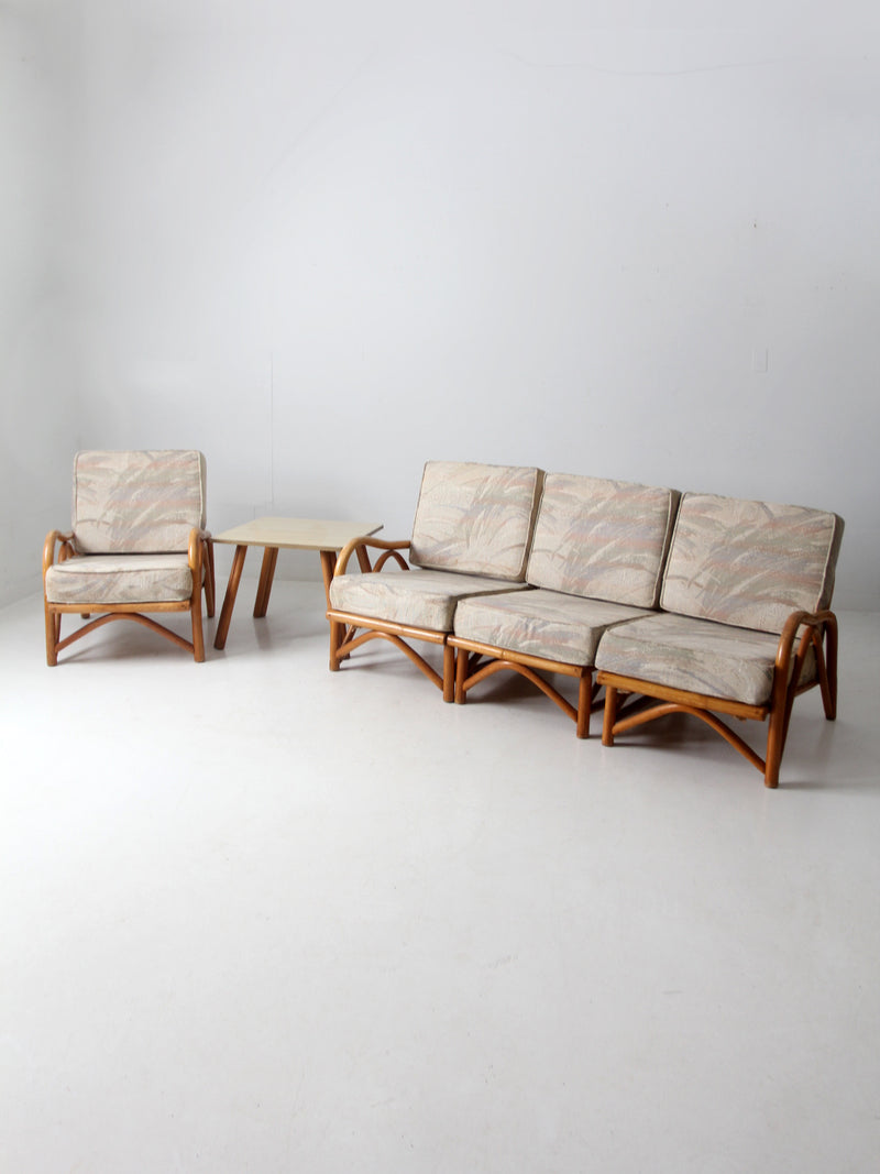 vintage rattan sofa and lounge chair set