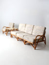 vintage rattan sofa and lounge chair set