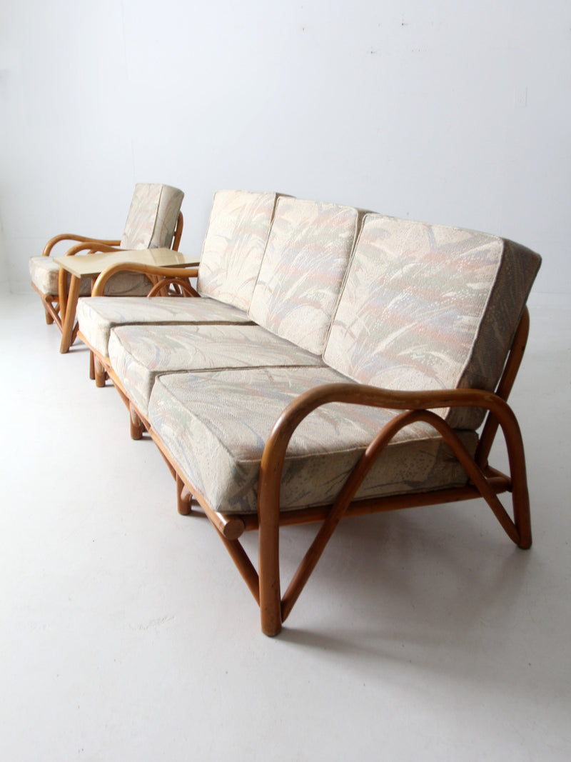 vintage rattan sofa and lounge chair set