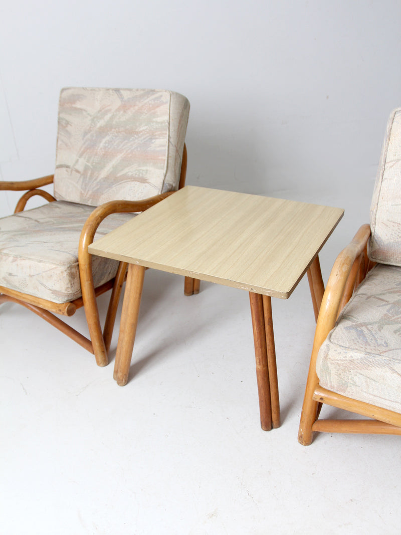 vintage rattan sofa and lounge chair set