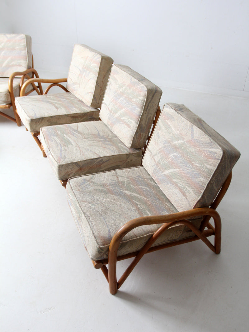 vintage rattan sofa and lounge chair set