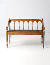 antique rush seat hall bench