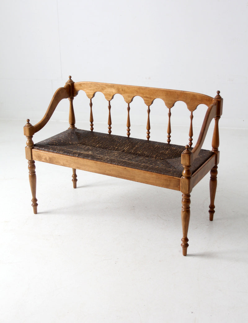 antique rush seat hall bench