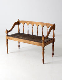 antique rush seat hall bench