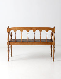 antique rush seat hall bench