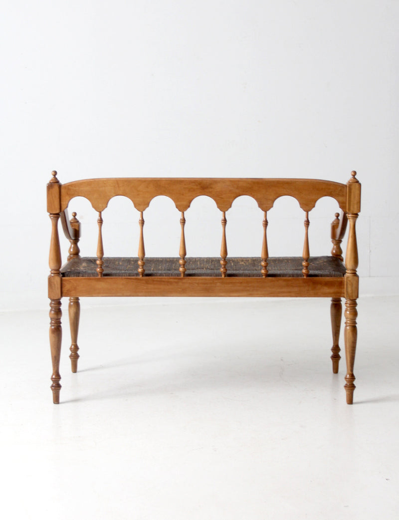 antique rush seat hall bench