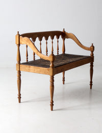 antique rush seat hall bench