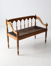 antique rush seat hall bench