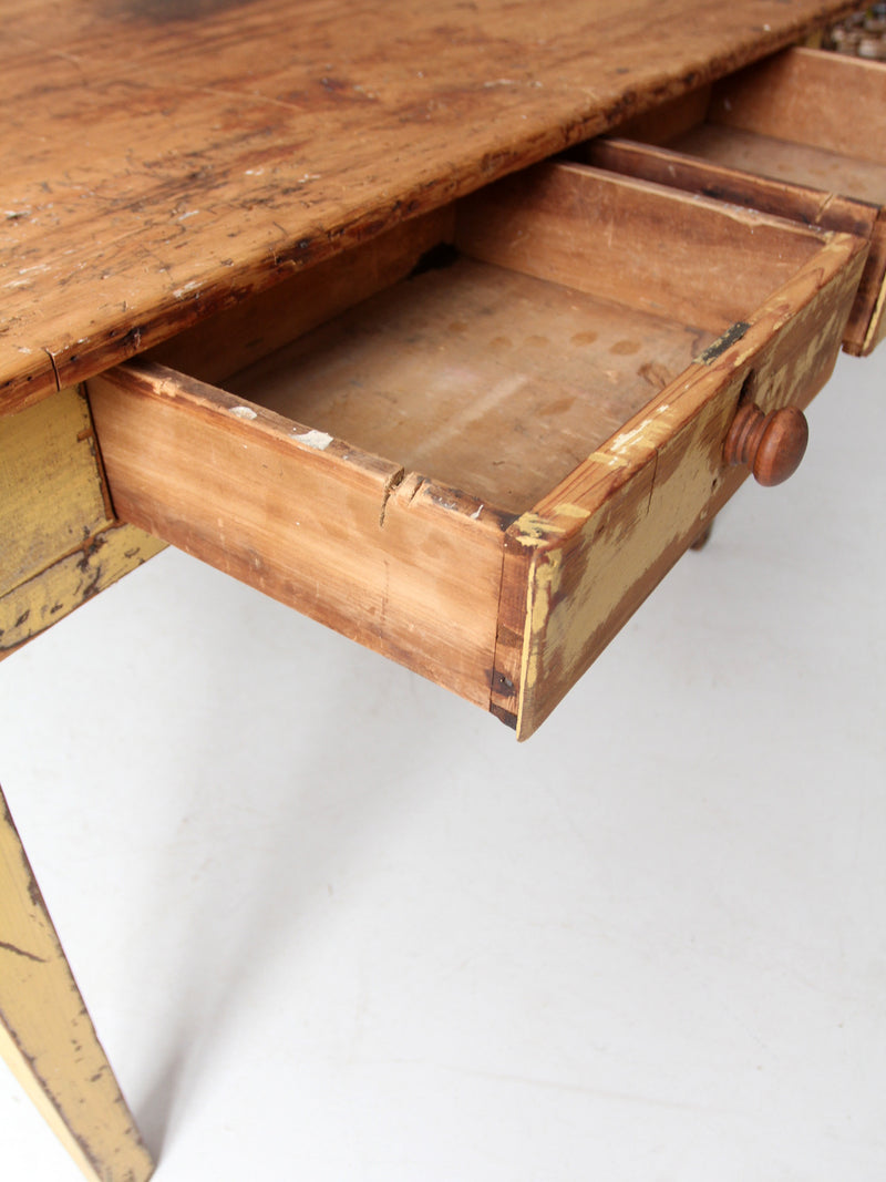 antique farmhouse table with drawers