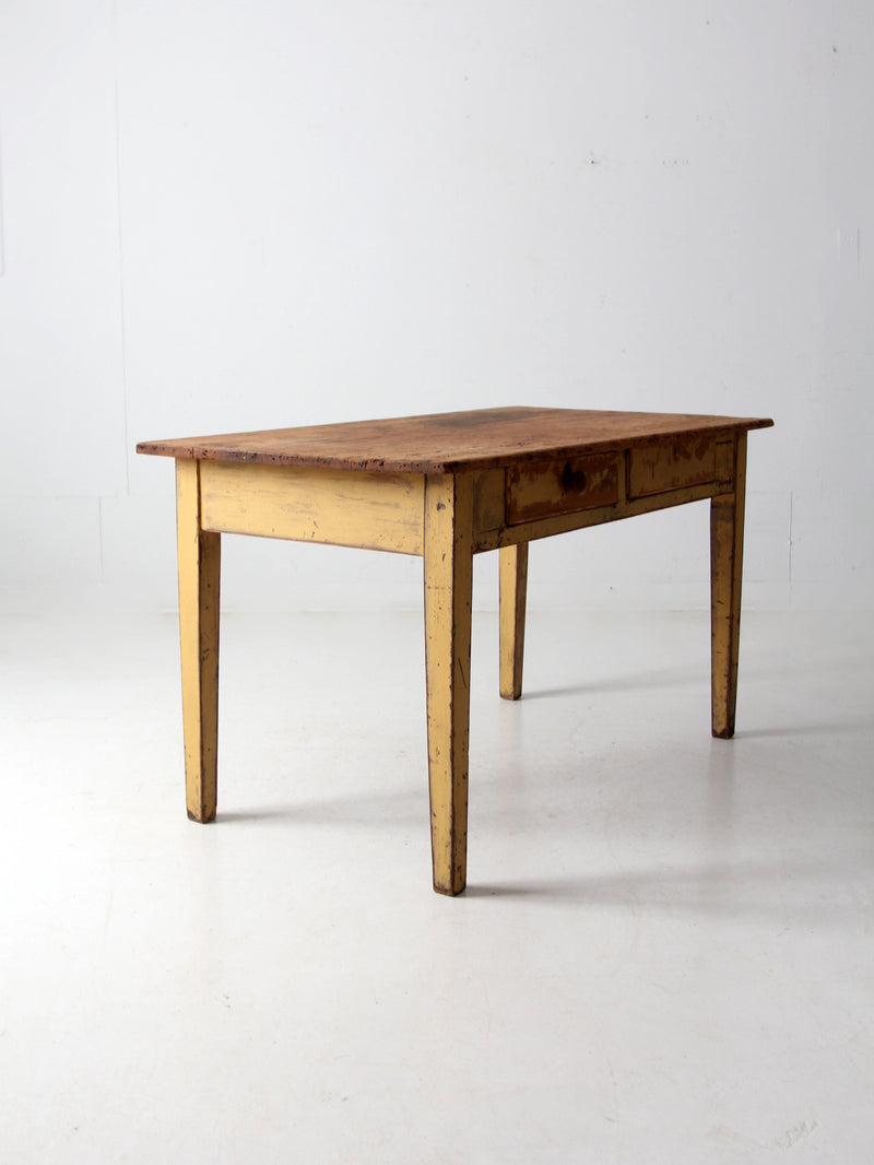 antique farmhouse table with drawers